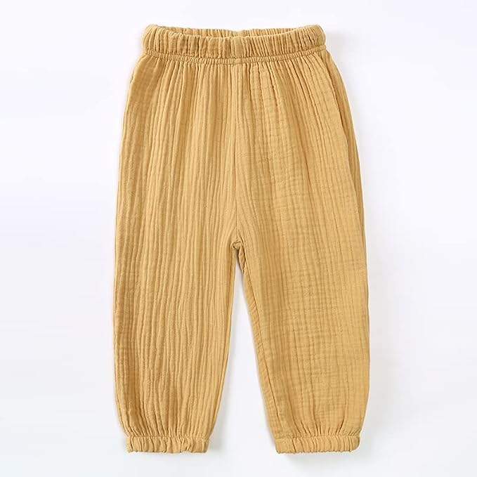 MYGBCPJS Baby Boys Girls Cotton Linen Trousers Kids Casual Ankle Pants Loose - Image 3