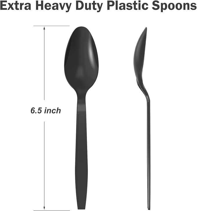 360 Count Black Plastic Spoons Disposable, Heat Resistant, Solid and Durable - Image 3