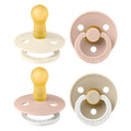 BIBS Colour Soother 4-Pack | BPA Free Dummy Pacifier | Round Nipple | Natural by BIBS