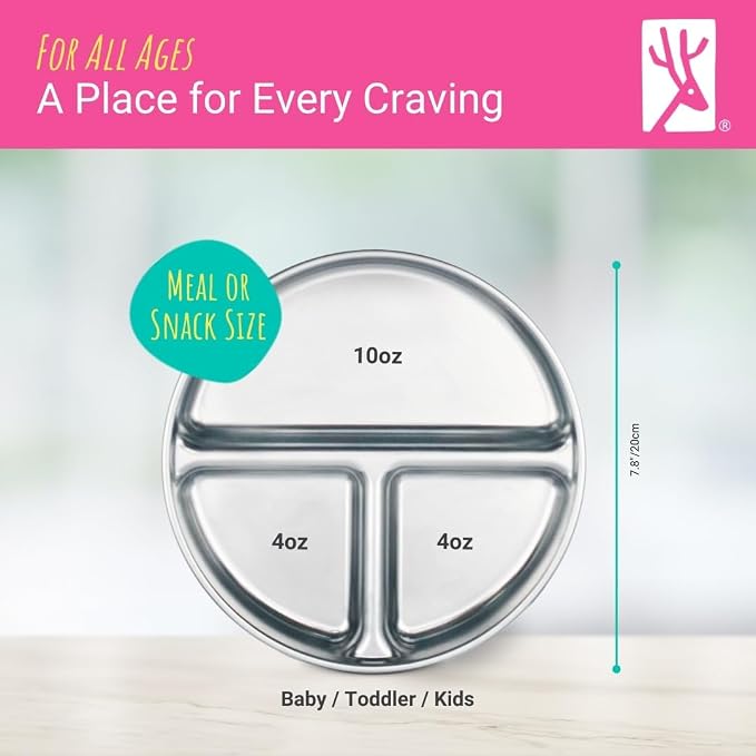 Stainless Steel Divided Plates + Silicone Sleeve and Storage Lid | Baby - Image 5