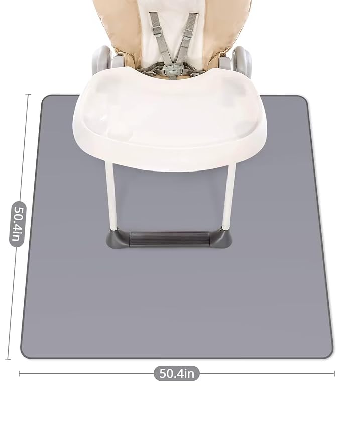 Blissful Diary Baby Splat Mat for Under High Chair, 50.4 x 50.4 Inch Wipeable - Image 3