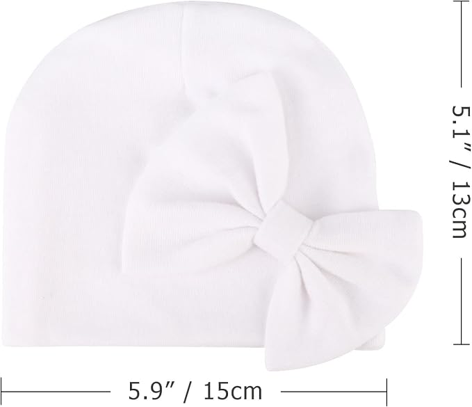 BQUBO Newborn Baby Hats Mittens Set Hospital Hat Beanie Infant Bow Hats Baby - Image 7