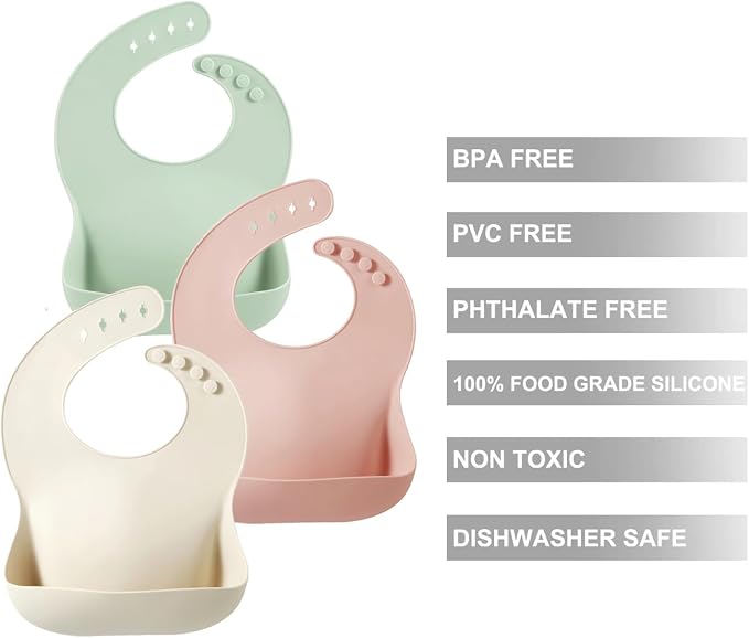 PandaEar Silicone Baby Bibs Set of 3 - Image 3