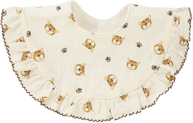 Nishine 4 pcs Unisex Baby Muslin Bandana Drool Bibs 360 Degree Rotatable Cotton - Image 5