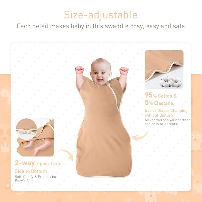 Newborn Baby Swaddle Blanket Sleep Sack 0-3 Months, Arms Up Swaddles 2 Packs - Image 5