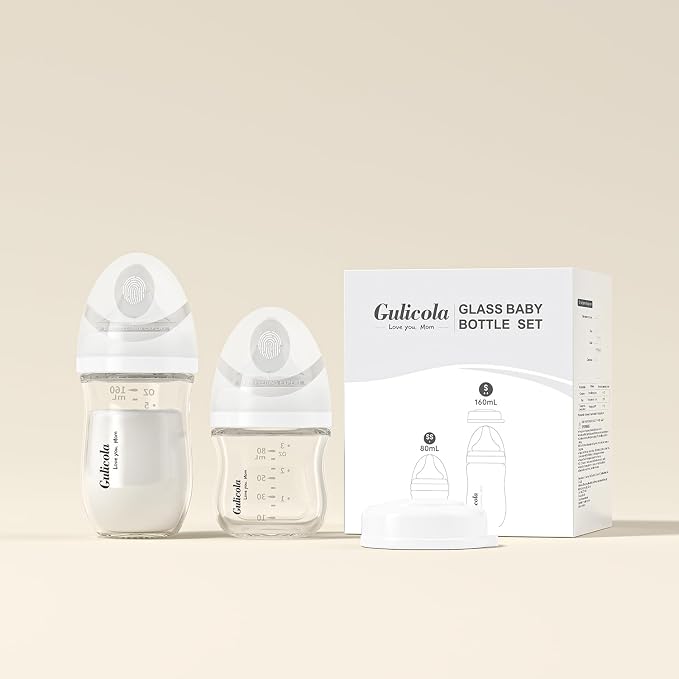 Gulicola Natural Glass Baby Bottle Newborn Set, 3 oz and 5 oz - Image 7