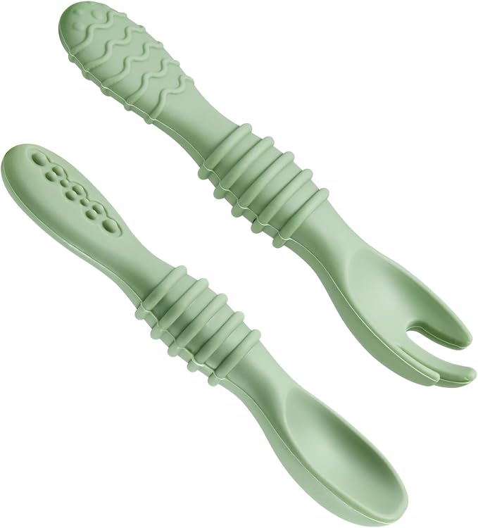 PandaEar 6 Pack Silicone Baby Spoons & Forks | Baby Feeding Set Self Feeding - Image 4