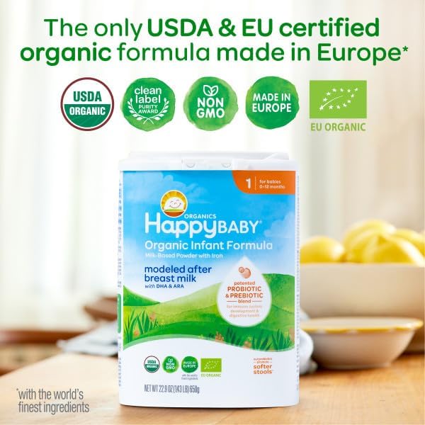 Happy Baby Organics Stage 1 Infant Formula, 0-12 Months, Milk Based Organic - Image 2