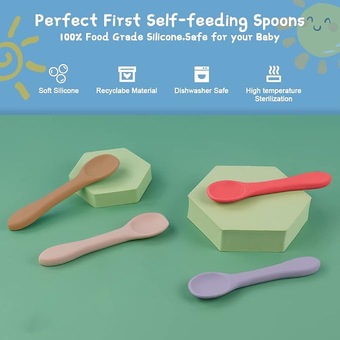 Vicloon Silicone Baby Feeding Spoons, Baby Led Weaning Feeding Supplies - Image 3