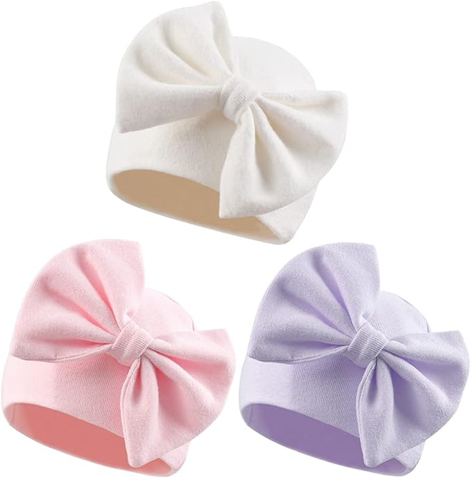 Bamery Newborn Baby Girl Hat Cotton Baby Bow Beanie Preemie Hats Spring Infant by Bamery