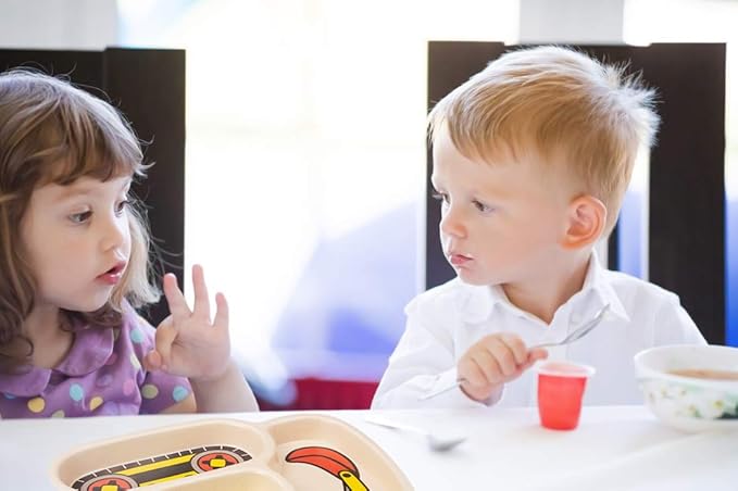 Kids Plates - 3-Piece Bamboo Toddler Plates Dinnerware Set - Divided Plate - Image 7
