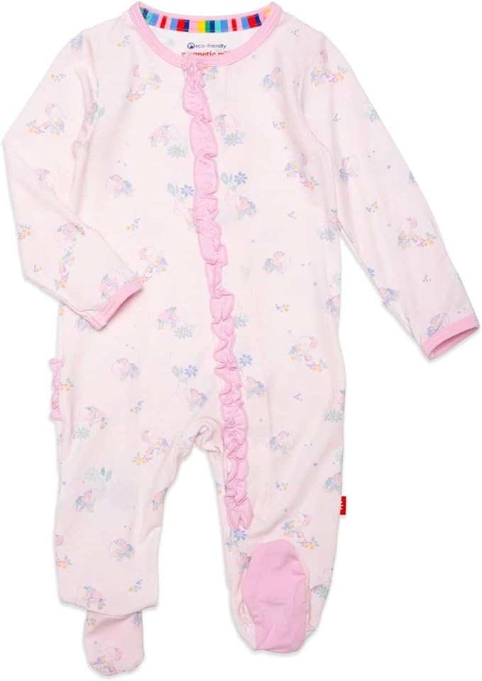 Magnetic Me Girls Modal Magnetic Baby Footie Pajamas | Silky Soft Modal Fabric by magneticme