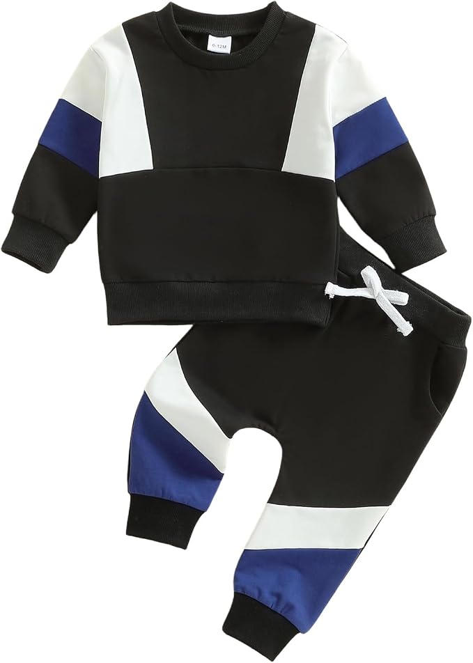 Kupretty Toddler Baby Boy Fall Winter Clothes Color Block Long Sleeve by Kupretty