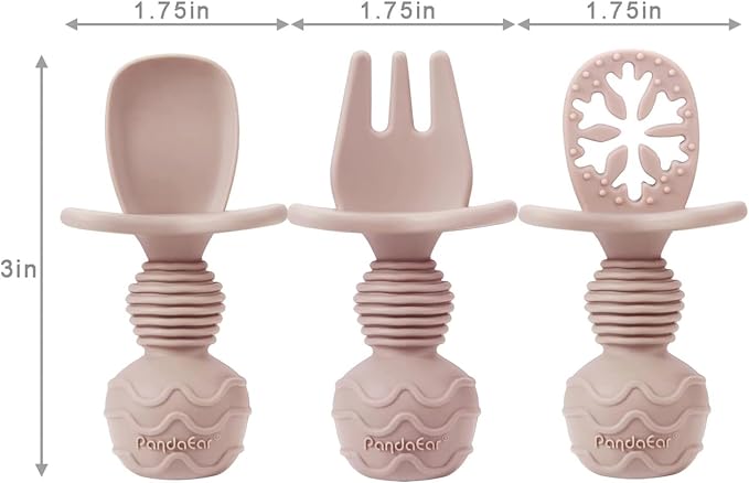PandaEar 4 Pack Silicone Baby Spoons Forks Feeding Set, Toddler Utensils Baby - Image 2
