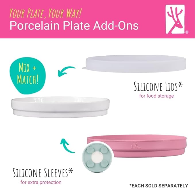 Elk and Friends Kids 7.8” Porcelain White Plates | Suitable - Image 4
