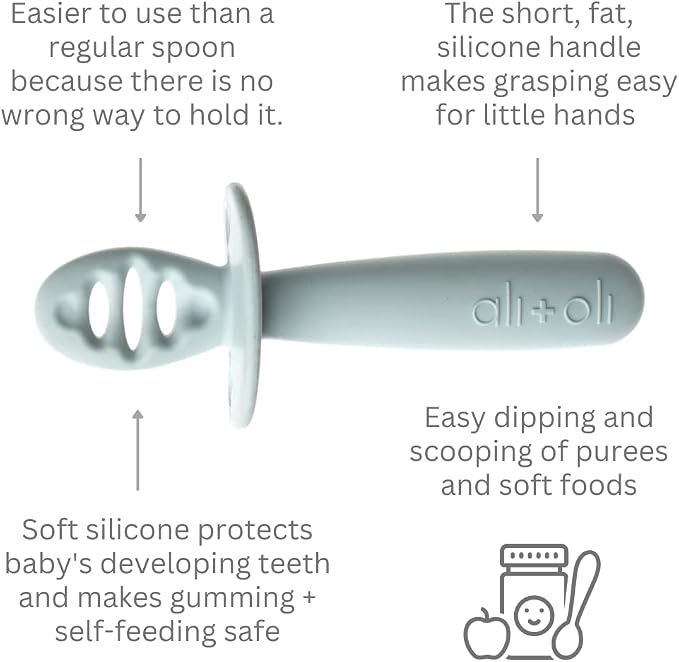 Ali+Oli Silicone Spoon Set for Baby Unbreakable Baby Spoons, Self Feeding - Image 4