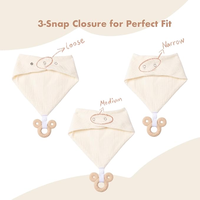 Baby Teething Bibs 6-Pack with Attachable Teether - Image 2