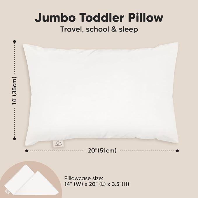 KeaBabies Toddler Pillow with Pillowcase, Jumbo 14X20 - Image 3