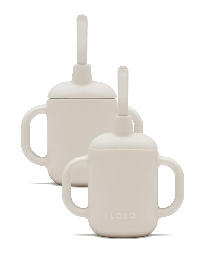 Lalo Little Cup 2-Pack, Non-Toxic Silicone Straw Cup by Lalo