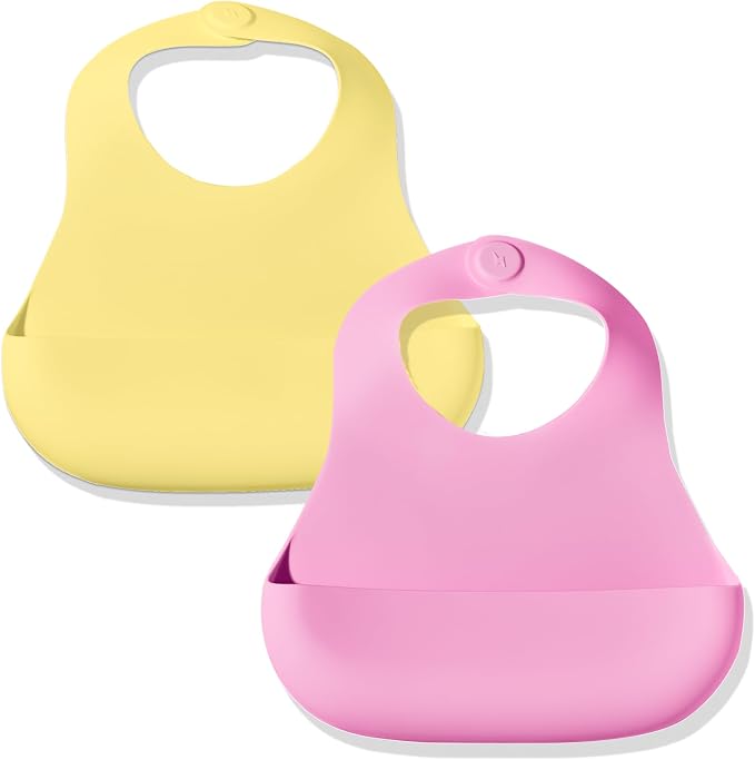 Magnetic Silicone Bibs 2-Pack Waterproof, Dishwasher Safe, BPA Free Food-Grade by Babynetic