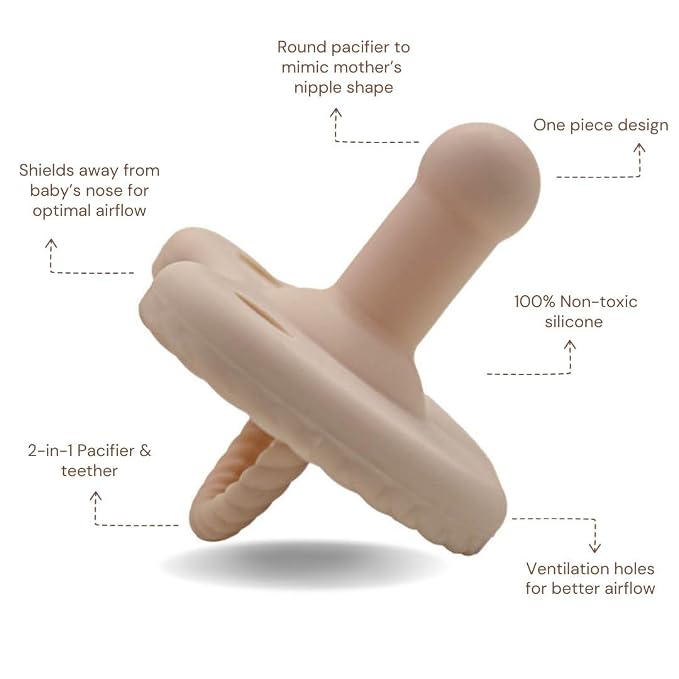 Mila & Lulu Round Shape Silicone Pacifiers; 0 Months and up; 100% Food-Grade - Image 2