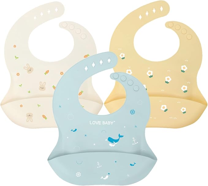 Baby Silicone Feeding Bibs by YINGJEE
