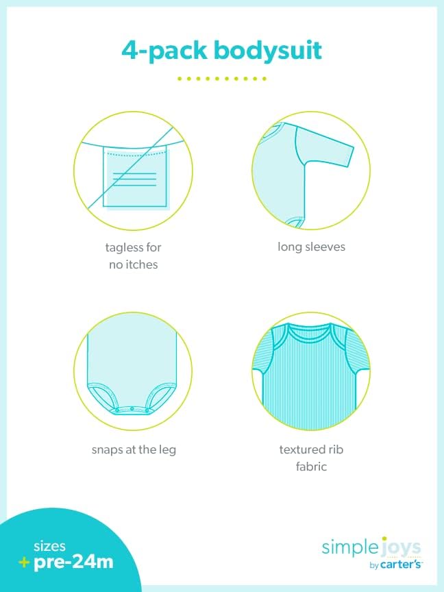 Simple Joys by Carter's unisex-baby 4-pack Side Snap Bodysuit - Image 7