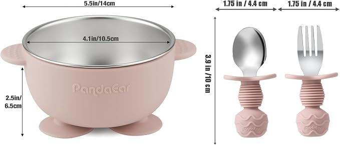 PandaEar 8PCS Baby Feeding Set | Stainless Steel Suction Plates and Bowls - Image 5