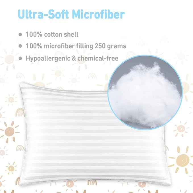 2-Pack Toddler Pillow, 13X18 Cotton Toddler Pillows - Image 5