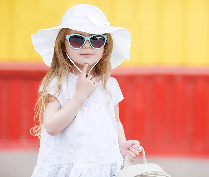 Baby Girl Sun Hat with UPF 50+ Outdoor Adjustable Beach Hat with Wide Brim - Image 7