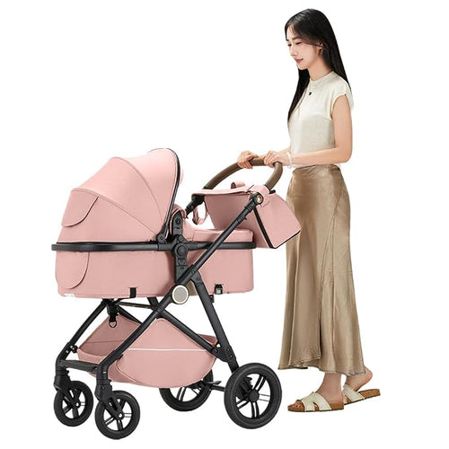 2 in 1 Baby Stroller, High Landscape Infant Stroller Pram Foldable Pushchair - Image 2