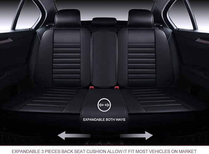 OASIS AUTO Car Seat Covers Premium Waterproof Faux Leather Cushion Universal - Image 8