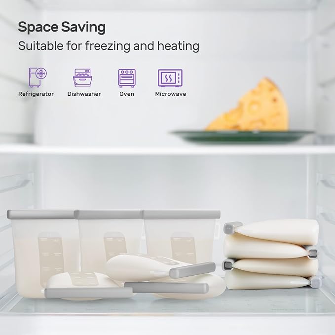 Nuliie 7 Pcs Silicone Breastmilk Storage Bags Reusable, 8oz/240ml Double - Image 6