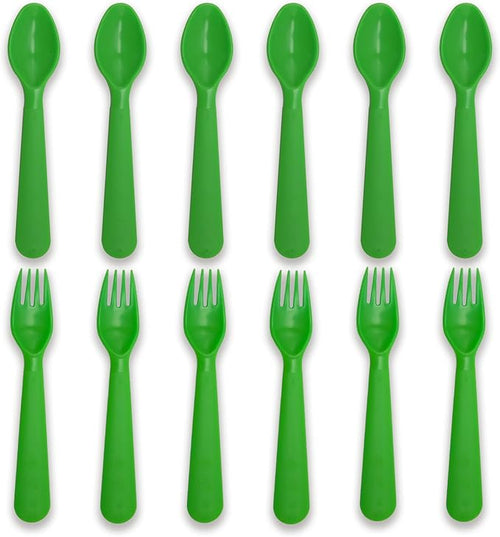 12 Pcs Kids Spoons and Forks Toddler Utensils Plastics Reusable Silverware Baby by Muulaii