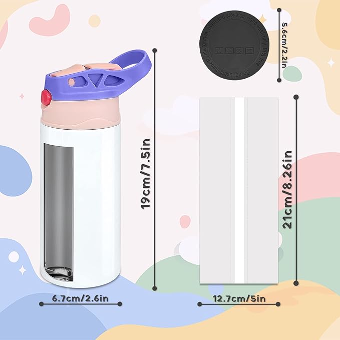 Kids Sublimation Tumbler, 8 PACK 12oz Stainless Steel Sublimation Sippy Cup - Image 4