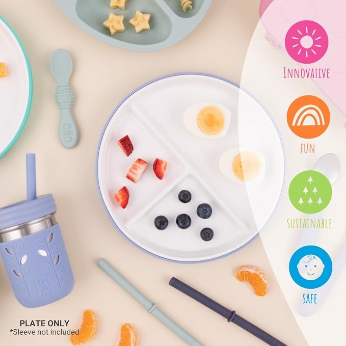 Elk and Friends Kids 6.7” Porcelain White Plates | Divided Plates | Suitable - Image 7
