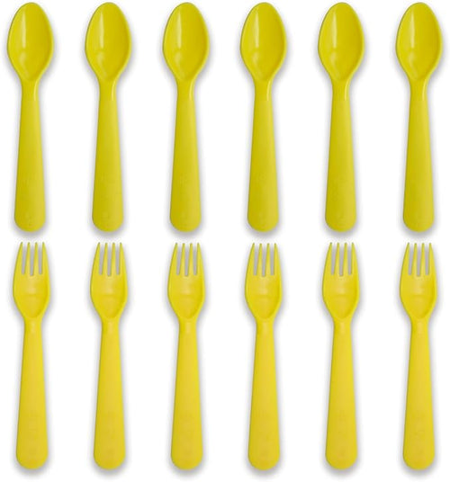 12 Pcs Kids Spoons and Forks Toddler Utensils Plastics Reusable Silverware Baby by Muulaii