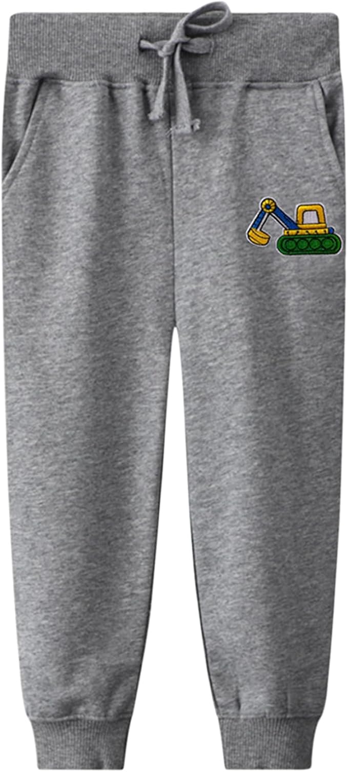 LOKTARC 2 Pack Boys Drawstring Sweatpants Cute Pattern Cotton Sport Jogger Pants - Image 2