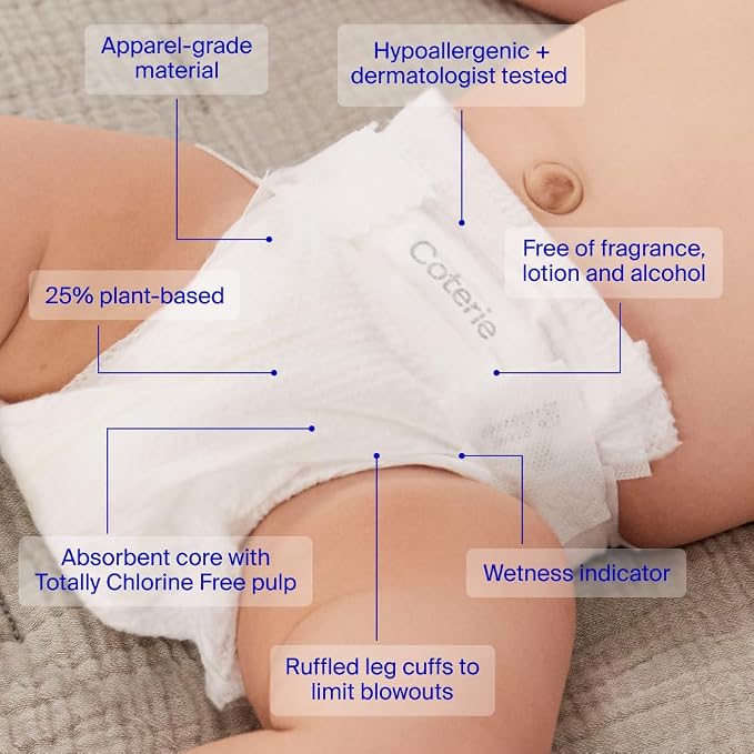 Coterie Baby Wipes + Diapers Kit, Size Newborn Diapers & 12 Pack Baby Wipes - Image 3