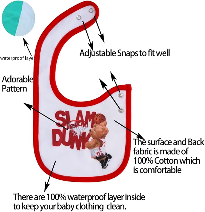 Maiwa 6 Pack Waterproof Cotton Baby Bibs - Image 2