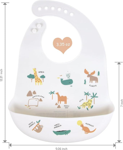 2 Pack Silicone Baby Bibs Adjustable Fit Waterproof Bib - Image 2