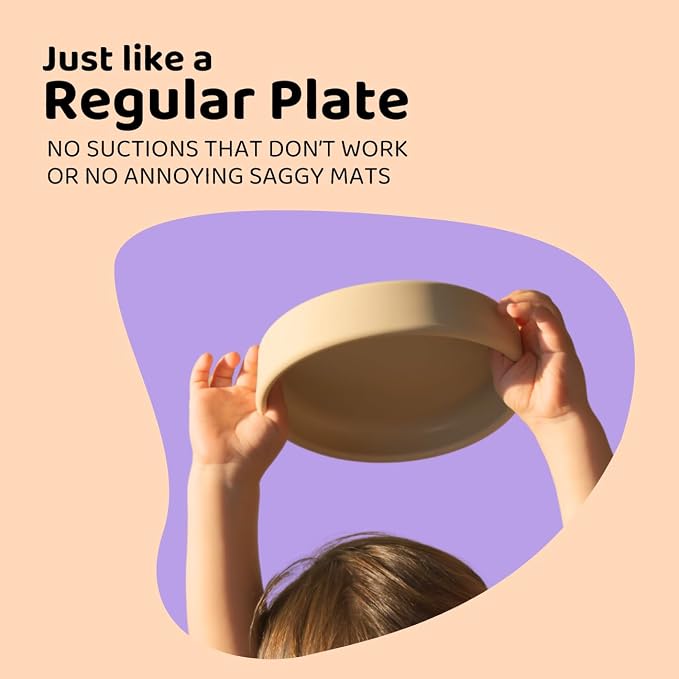 APLAINR Silicone Baby/Toddler Plate and Bowl Bundle, Oat Cream - Image 7
