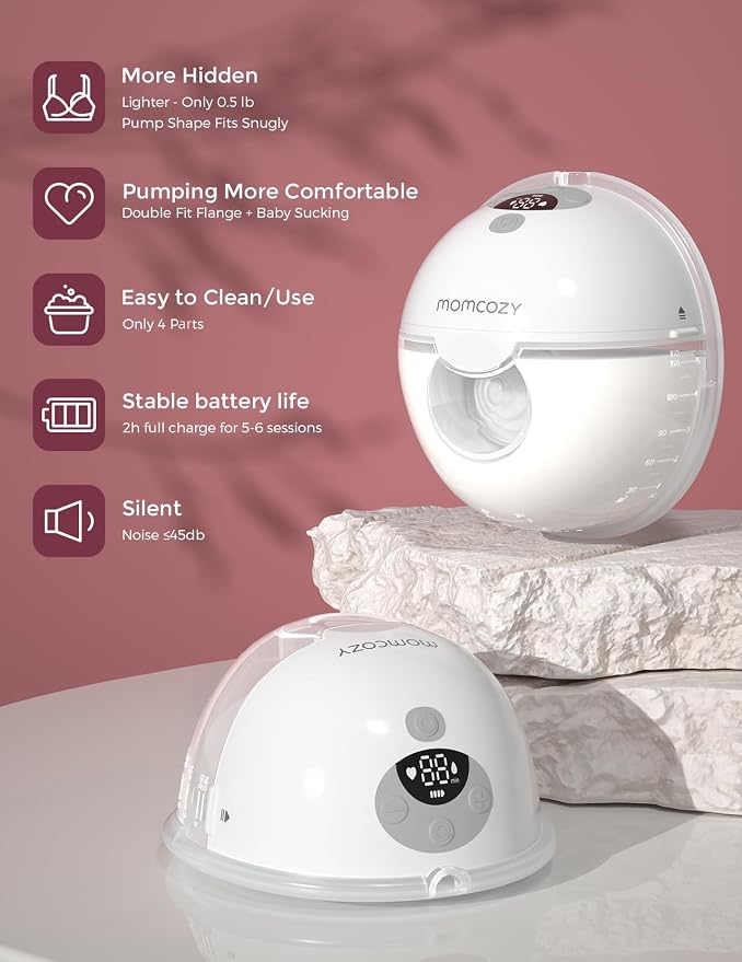 Momcozy M5 Hands-Free Wearable Breast Pump, Double-Sealed Flange - Image 3