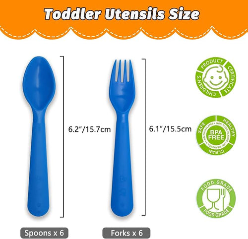 12 Pcs Kids Spoons and Forks Toddler Utensils Plastics Reusable Silverware Baby - Image 2