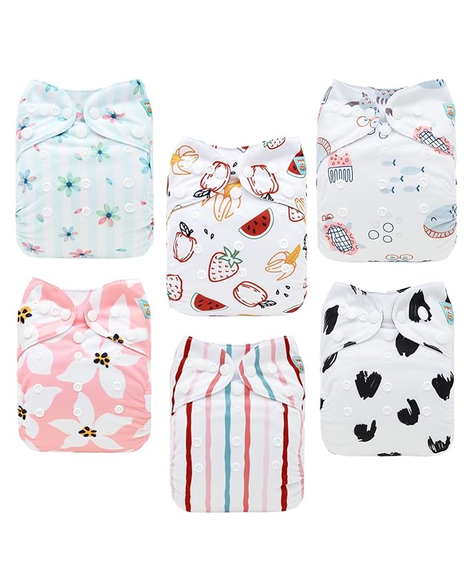 ALVABABY Baby Cloth Diapers 6 Pack by ALVABABY