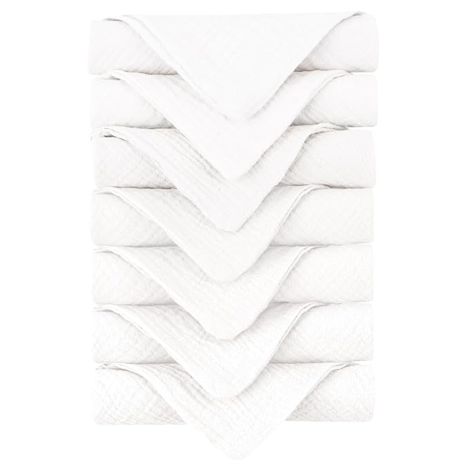 Konssy Baby Muslin Washcloths 7-Pack, 100% Cotton Baby Bath Washcloths by Konssy