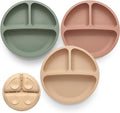 Suction Plates for Baby 3 pack, Stay Put Divided Toddler Plates, 100% Food by Eascrozn