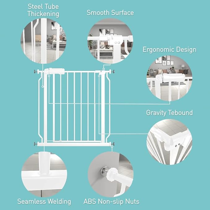 WAOWAO Baby Gate 76.38-81.07" Extra Wide Pressure Mounted Walk Through Swing - Image 2