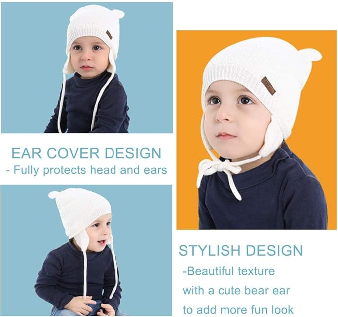 XIAOHAWANG Baby Hat Cute Bear Toddler Earflap Beanie Warm - Image 5