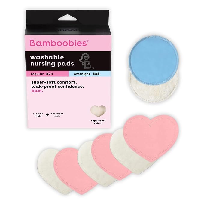 Bamboobies Nursing Pads, Ultra-Soft Velour, Washable & Leak-Proof, 6 Ultra-Thin by Bamboobies